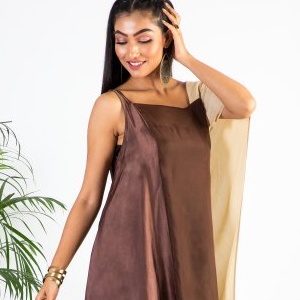 Brown Draped Top Dress