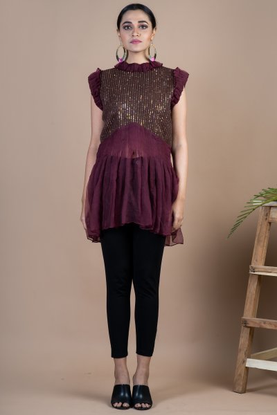 Flared Sequins Top