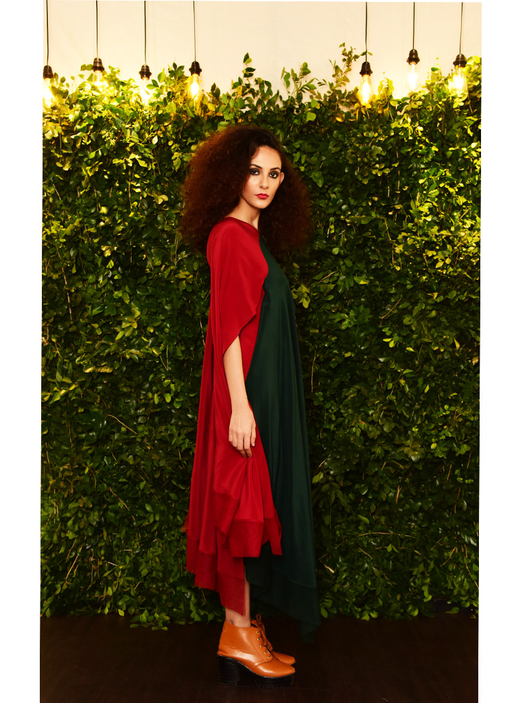Red & Olive Kurta Dress