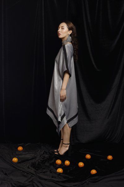 Grey Draped Asymmetrical Dress