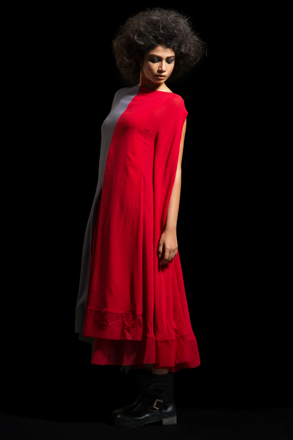 Red and Grey Kurta Dress