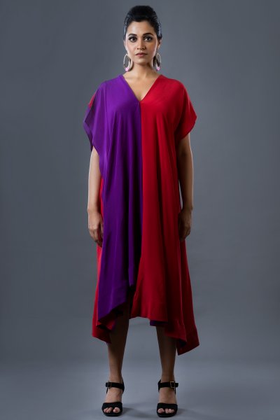 Red Purple Draped Dress