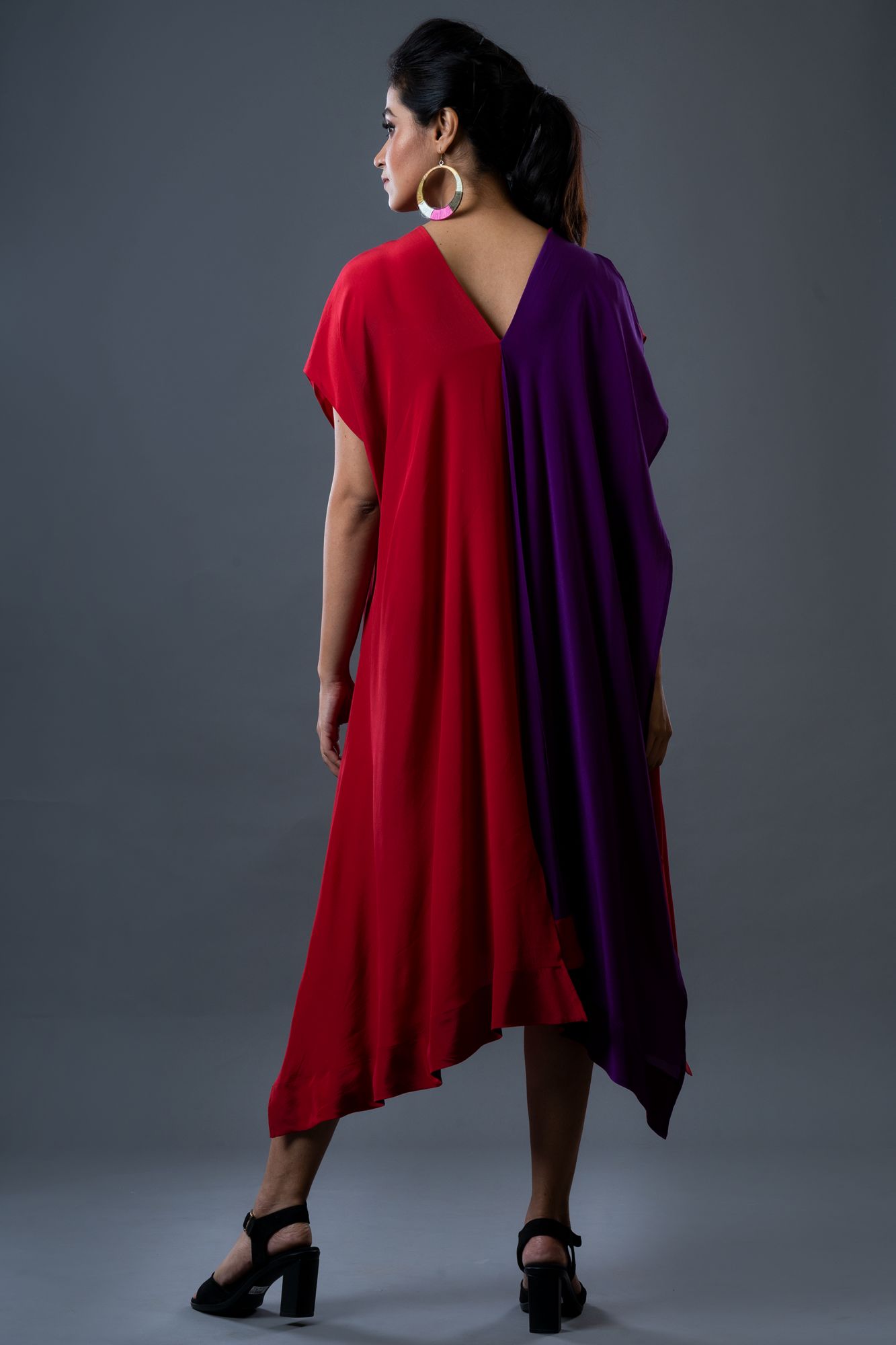 Red Purple Draped Dress