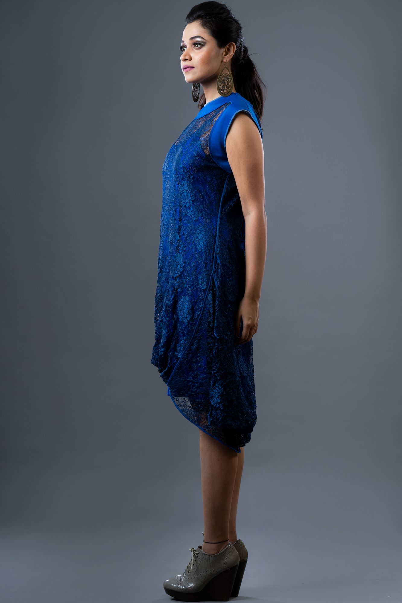 Cobalt Blue Lace & Scuba Tube Dress