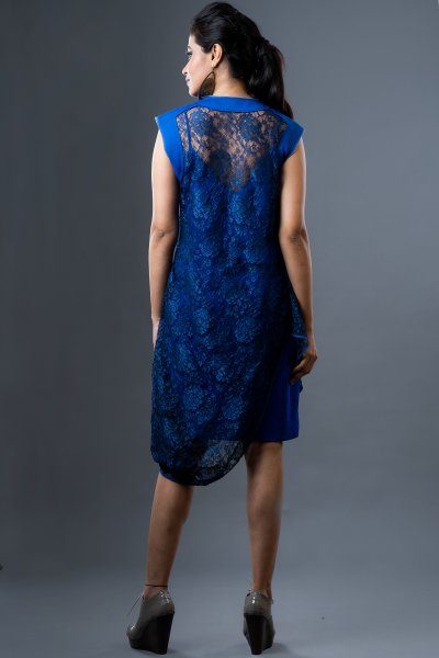Cobalt Blue Lace & Scuba Tube Dress